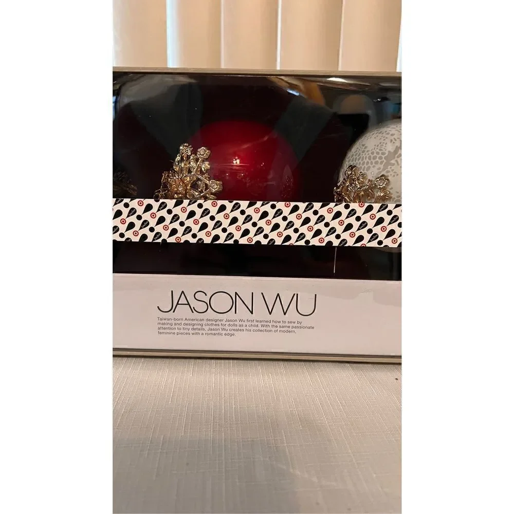 Jason Wu Neiman Marcus Holiday Ornament Set of 3 Elegant Designer Xmas Balls